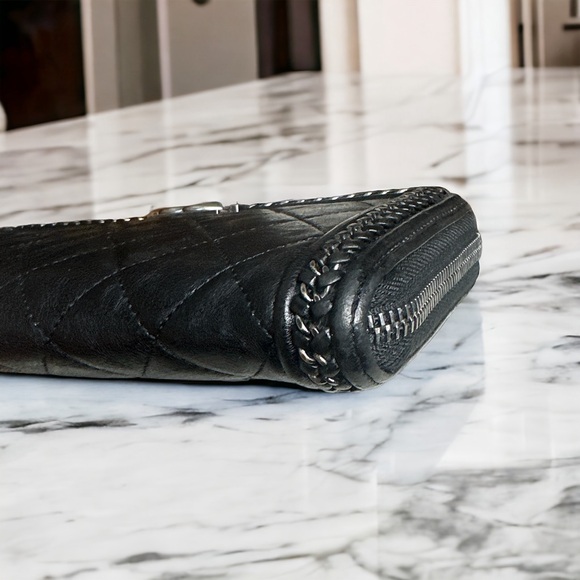 Chanel calf leather distressed chain around long zip wallet - Picture 5 of 11